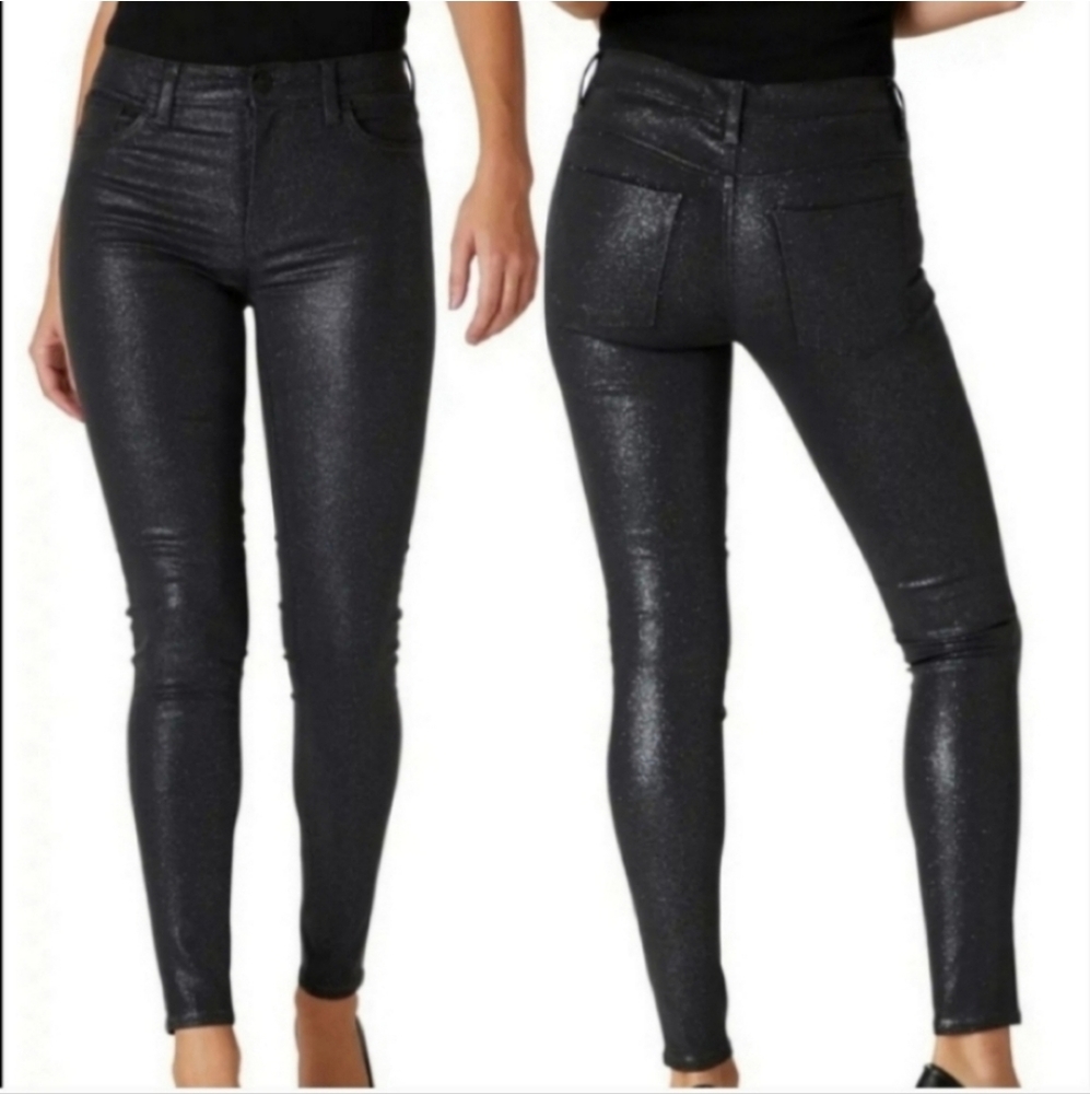 Hudson Nico Super Skinny Midrise Black Sparkly Jeans Size 25 NWT